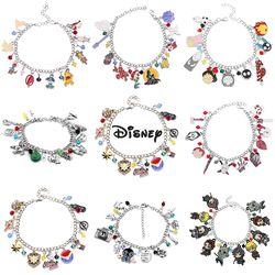 Disney Marvel Movie Peripheral Jewelry Winnie the Pooh Bear Little Mermaid Moana Stitch Charm Bracelets For Girl