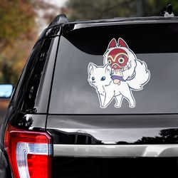 princess mononoke decal, princess mononoke sticker, anime decal, anime sticker, princess mononoke, movie decal