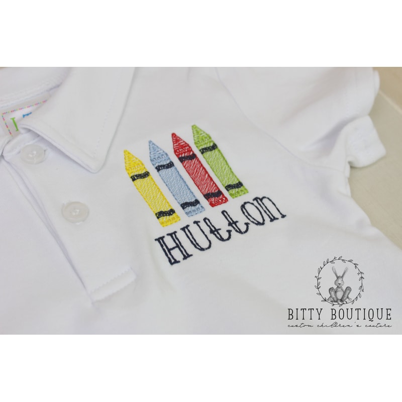 Boys Back to School Crayon Monogrammed Polo or Set - 3.jpg