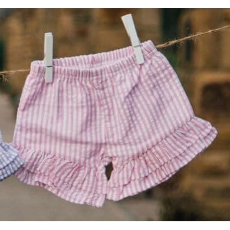 Embroidered Back to School Set, Applique Pencil Shirt, Personalized First Day of School Outfit, Pink Seersucker Ruffle Set - 3.jpg