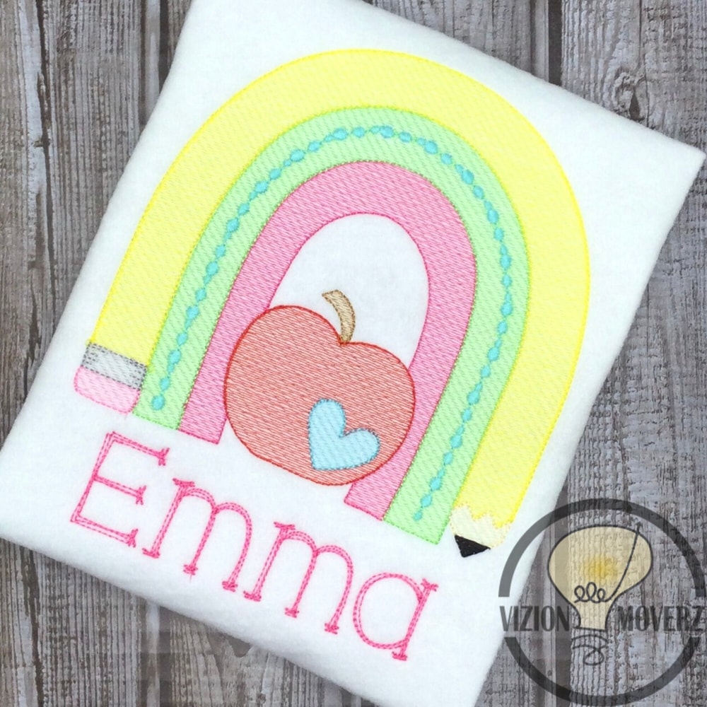 Embroidered Pencil Rainbow Back to School Girl Shirt, Kindergarten Back to School Shirt, Pre-K Back to School Shirt - 6.jpg