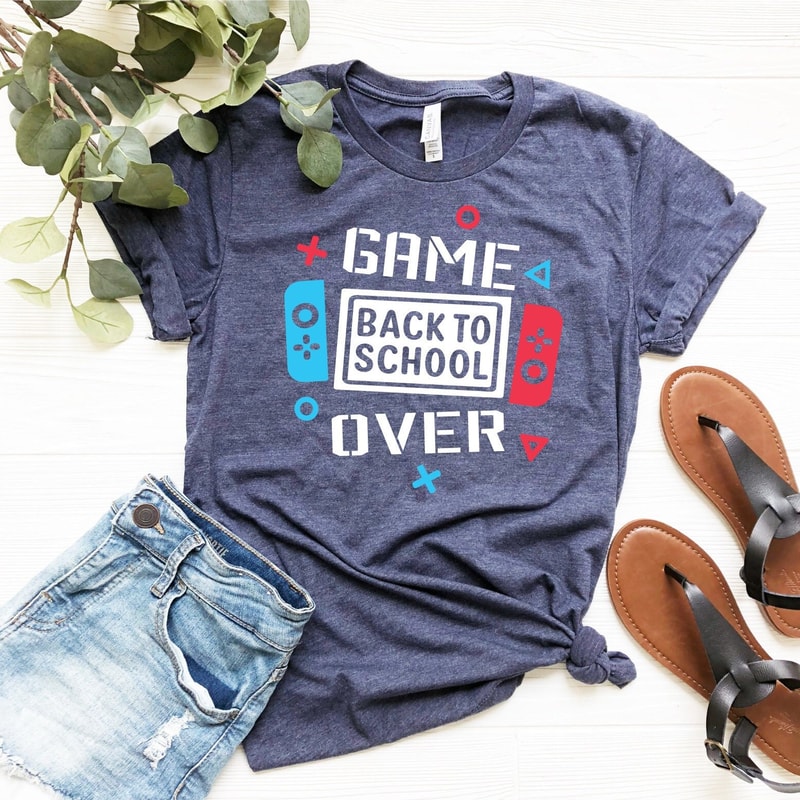 Game Over Back To School Shirt, Back To School T-Shirt, Funny First Day Of School Tee, Funny Student Shirt, Teacher Shirt, Kids School Tee - 2.jpg