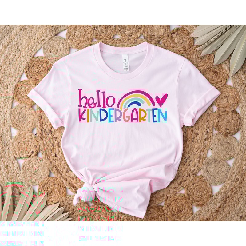Hello Kindergarten Shirt, Kindergarten Rainbow Shirt, Kindergarten Teacher Shirt, Cute Teacher Shirt, Teacher Gift, Kindergarten Teacher - 1.jpg