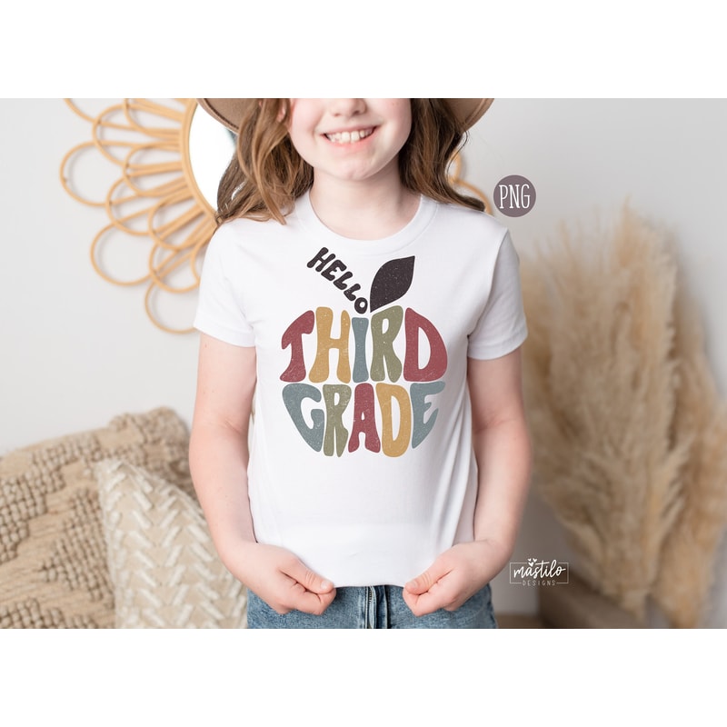 Hello Third Grade Png, Retro Back To School Png, Back to School Sublimation Designs, Back to School Tshirt Png, First day of School Png - 1.jpg