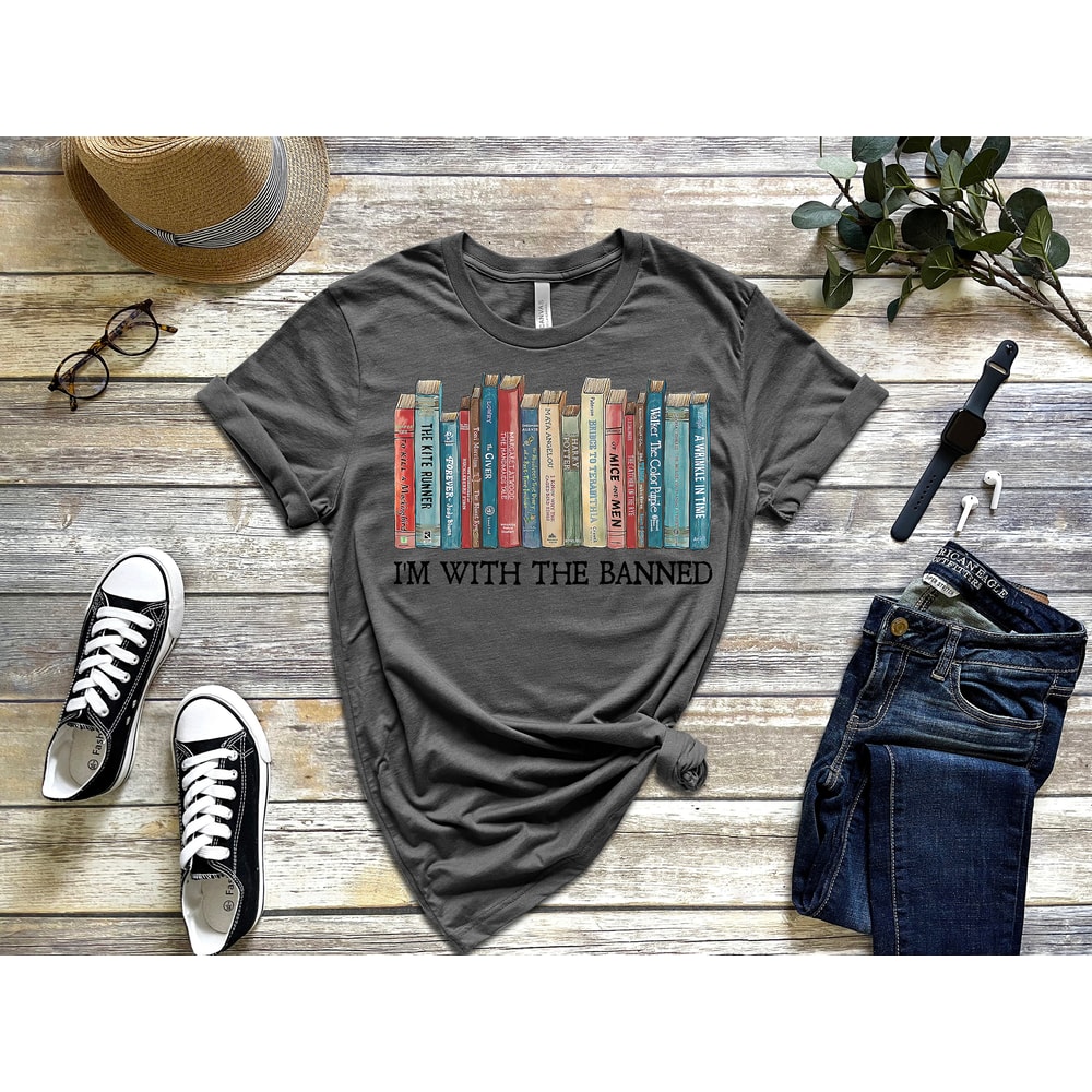 I'm With The Banned, Banned Books Shirt, Banned Books Sweatshirt, Unisex Super Soft Premium Graphic T-Shirt,Reading Shirt Librarian Shirt - 3.jpg