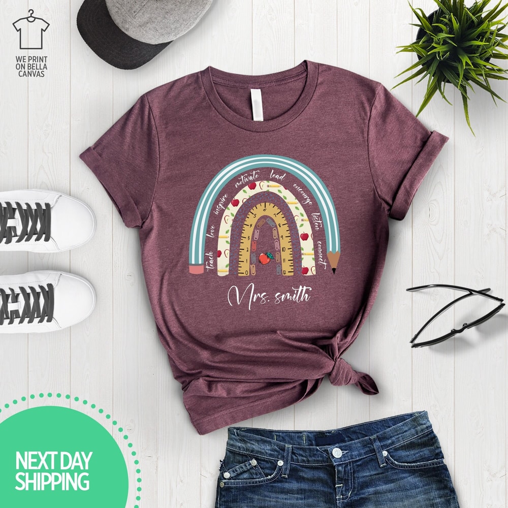 Inspirational Teacher Shirts, Teach Love Inspire Shirt, Back To School Shirt, First Grade Teacher Shirts, Teacher Appreciation Shirt MRV1395 - 1.jpg