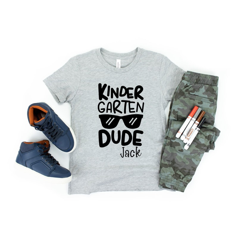 Kindergarten Dude, Boys Kindergarten Shirt, Boys Back to School Shirt, First Day of Kindergarten Shirt, Personalized - 1.jpg