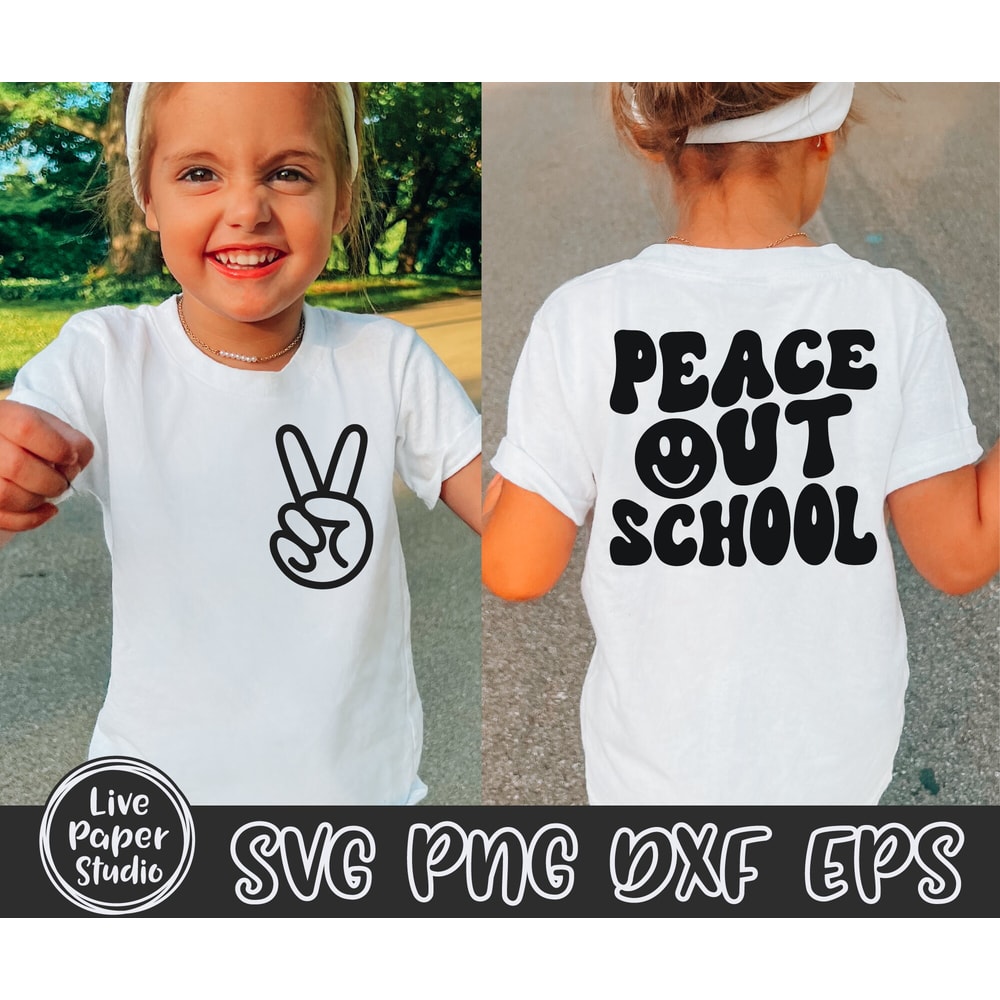 Last Day of School SVG, Peace Out School SVG Bundle, End of School, Peace Out Kindergarten, Wavy Text, Digital Download Png, Dxf, Eps Files - 8.jpg