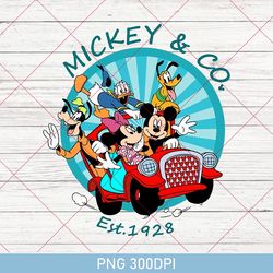 cute mickey & co est 1928 png, vintage mickey and friends png, disney mickey mouse png, disney vacation png, disney png