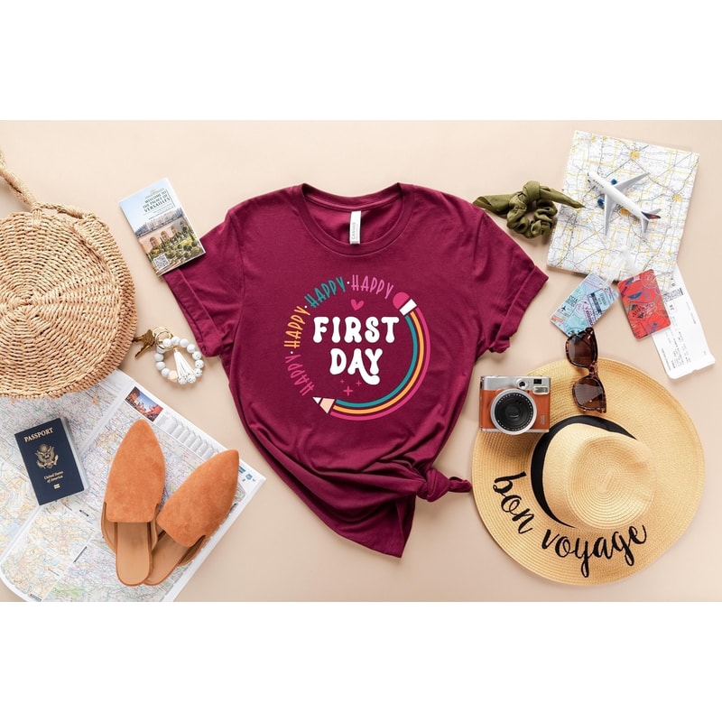 Happy First Day of School Shirt, Teacher Life Shirt, Teacher Gift, Teacher Appreciation, Back to School Shirt, Kindergarten Teacher - 1.jpg