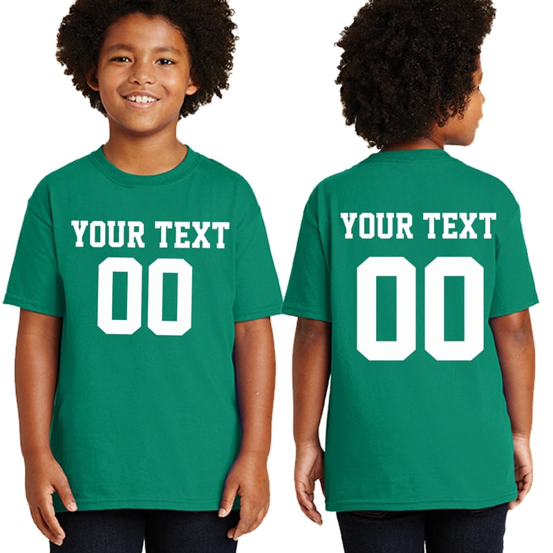 Personalized Youth Short Sleeves T-Shirt, Front Back Custom Name Number Sport Style T-shirt For Youth, Pull On closure, Graphic Tees - 3.jpg