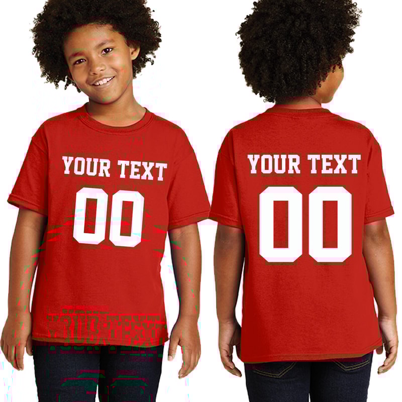 Personalized Youth Short Sleeves T-Shirt, Front Back Custom Name Number Sport Style T-shirt For Youth, Pull On closure, Graphic Tees - 4.jpg