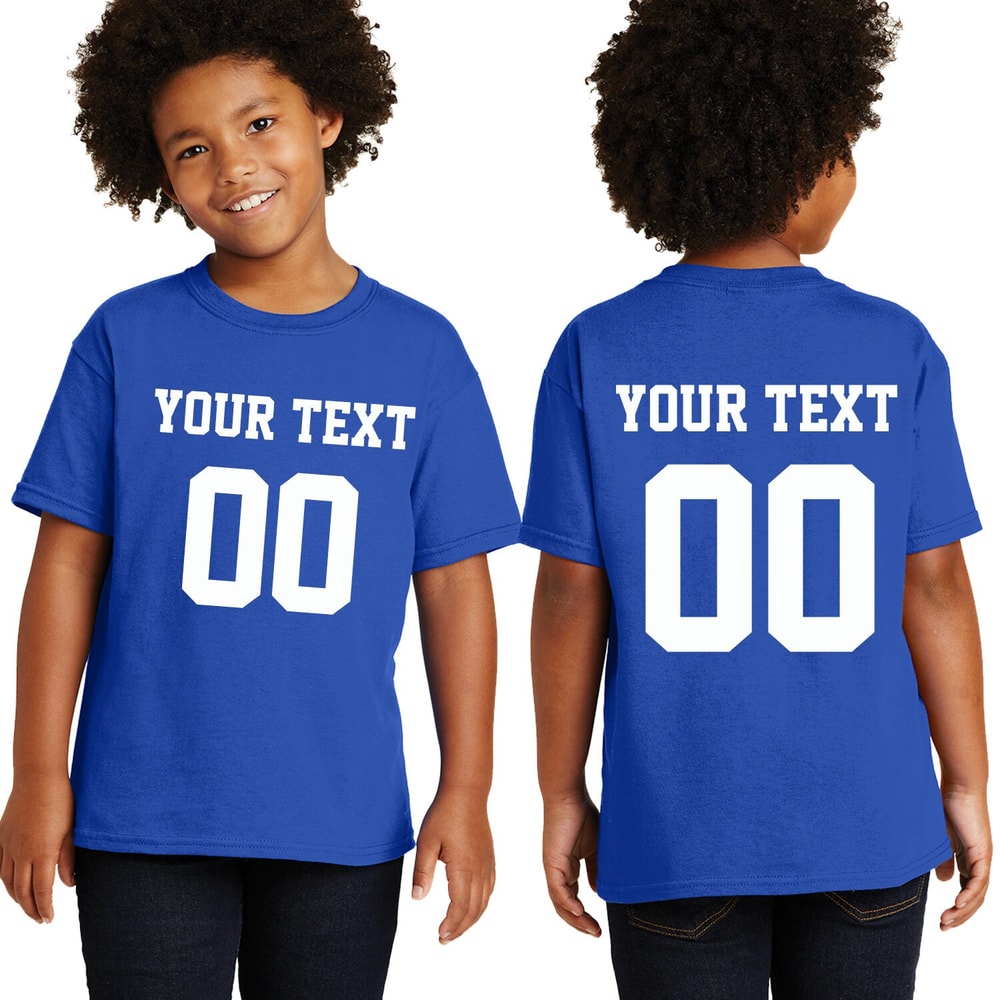 Personalized Youth Short Sleeves T-Shirt, Front Back Custom Name Number Sport Style T-shirt For Youth, Pull On closure, Graphic Tees - 5.jpg