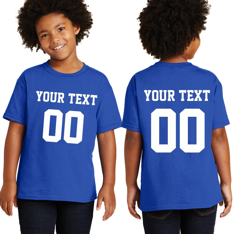 Personalized Youth Short Sleeves T-Shirt, Front Back Custom Name Number Sport Style T-shirt For Youth, Pull On closure, Graphic Tees - 5.jpg