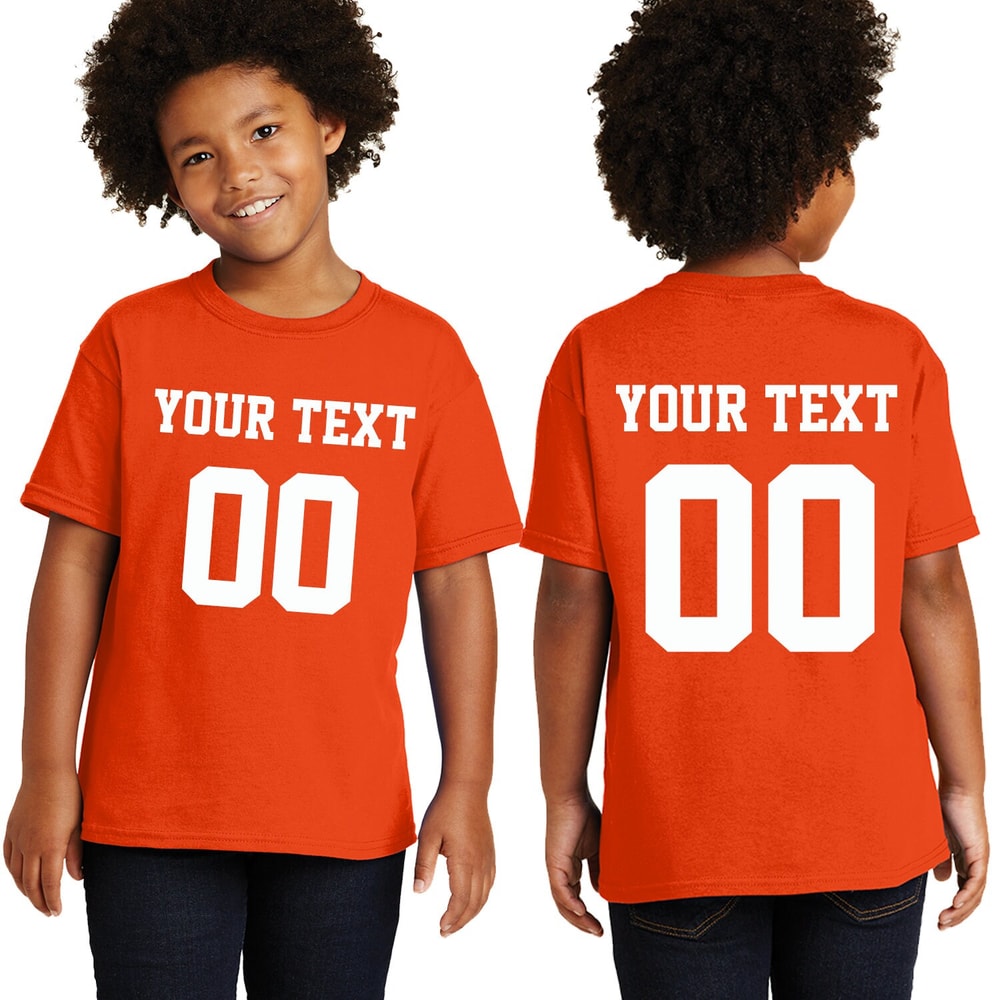 Personalized Youth Short Sleeves T-Shirt, Front Back Custom Name Number Sport Style T-shirt For Youth, Pull On closure, Graphic Tees - 6.jpg