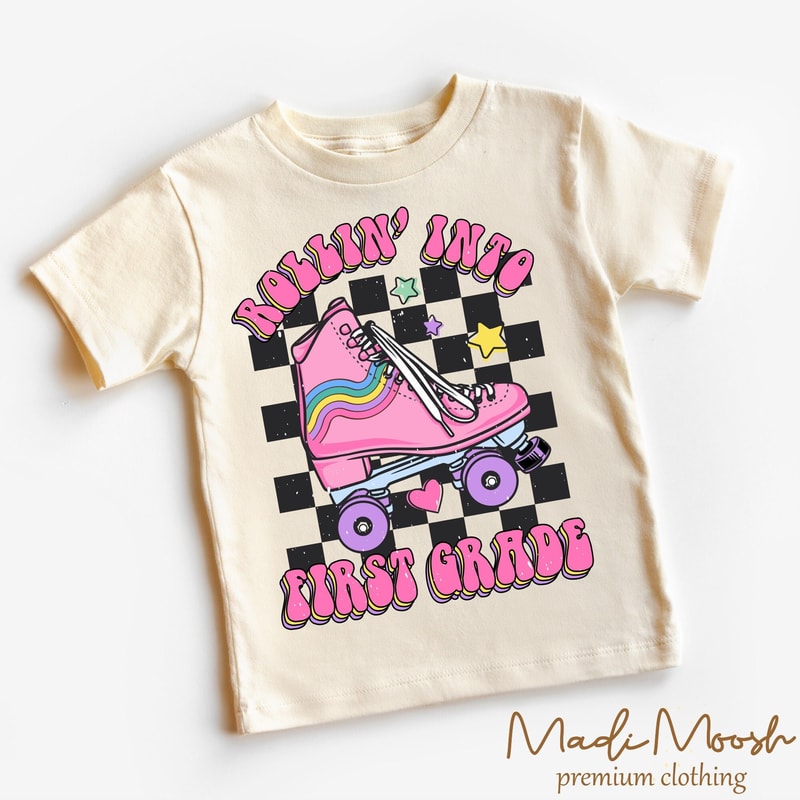 Rollin Into First Grade Kids Shirt - 1st Grade Skating Toddler Tee - Roller Skate School Kids Shirt - 1.jpg