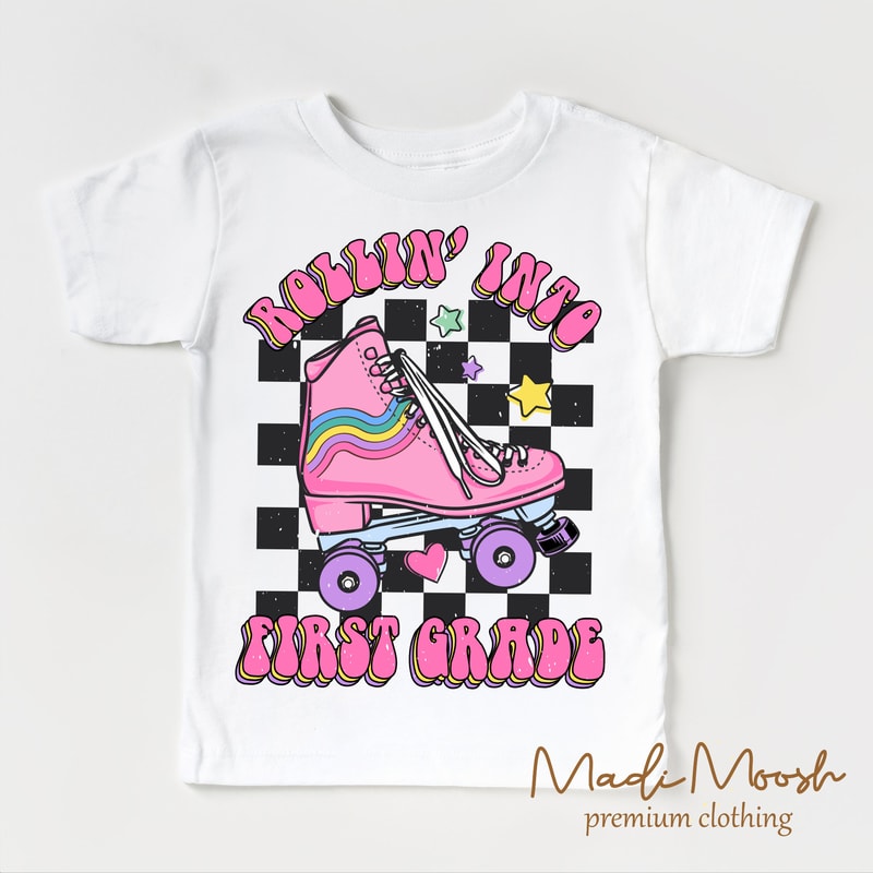 Rollin Into First Grade Kids Shirt - 1st Grade Skating Toddler Tee - Roller Skate School Kids Shirt - 2.jpg