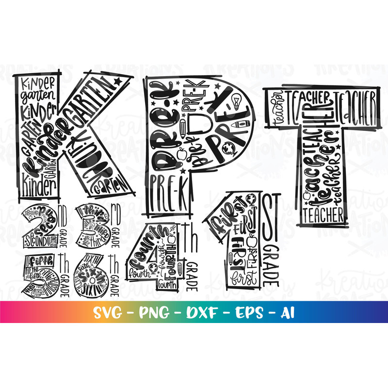 Back to school bundle pack svg Kindergarten Pre-K 1st to 12th grade color kids girl boy iron on cut file download color sublimation - 7.jpg