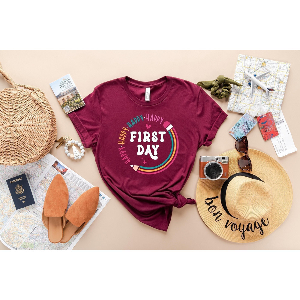 Happy First Day of School Shirt, Teacher Life Shirt, Teacher Gift, Teacher Appreciation, Back to School Shirt, Kindergarten Teacher - 1.jpg