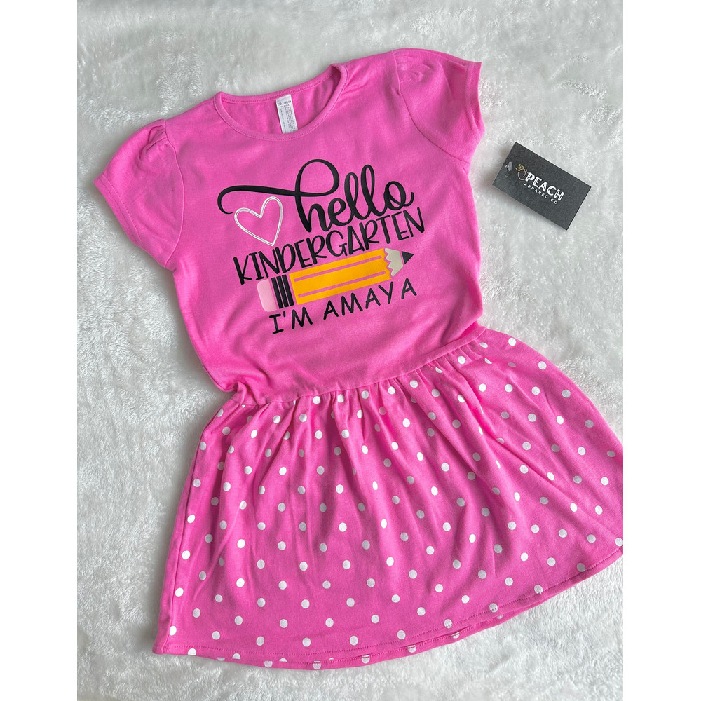 Hello Kindergarten Girls Ruffle Dress  Back To School Shirt  First Grade Shirt  First Day Of School - 2.jpg