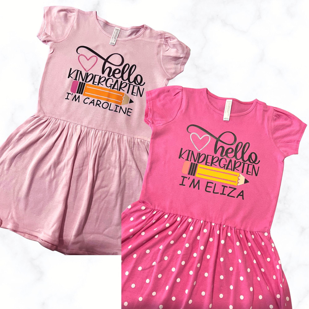 Hello Kindergarten Girls Ruffle Dress  Back To School Shirt  First Grade Shirt  First Day Of School - 4.jpg