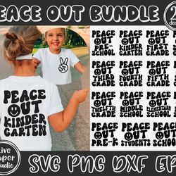 last day of school svg, peace out school svg bundle, end of school, peace out kindergarten, wavy text, digital download