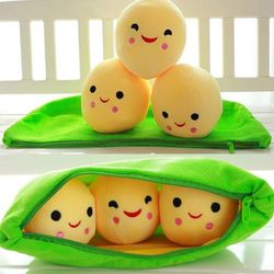 9.8inch Cute Bean Pea Shape Plush Toy  Can Be Cleaned Disassembled Filled Plant Doll