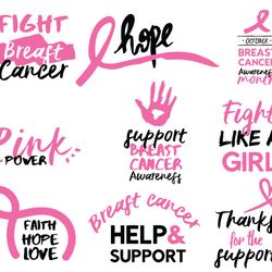 breast cancer awareness bundle svg, cancer awareness svg, breast cancer svg, awareness ribbon svg digital download