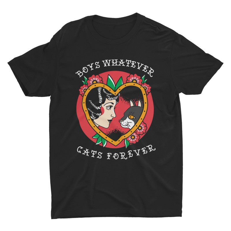 Boys Whatever Cats Forever, Funny Tshirt, Funny Feminist Shirt, Joke Shirt, Ironic Shirt, Humorous Shirt, Funny Meme Shirt, Trendy Shirt - 1.jpg