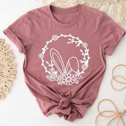 floral rabbit shirt, bunny shirt, easter shirt, nature lover, rabbit silhouette t-shirt