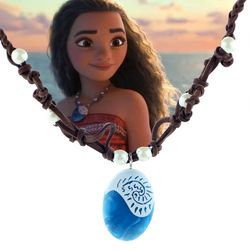 Disney Movie Moana Princess Necklace Handmade Braided Leather Rope Kids Pendant Necklace