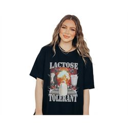 lactose tolerant shirt, trendy funny meme shirt, comfort color shirt, milk lover shirt, vintage 90s style shirt, meme sh