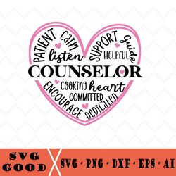 counselor heart svg, back to school svg, teacher or student design for cricut, silhouette