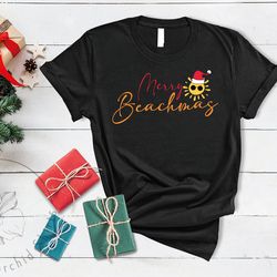 Merry Beachmas Shirt, Funny Christmas in July Shirt For Women, Xmas in July Gifts, Summer Holiday Shirts, Christmas Beac