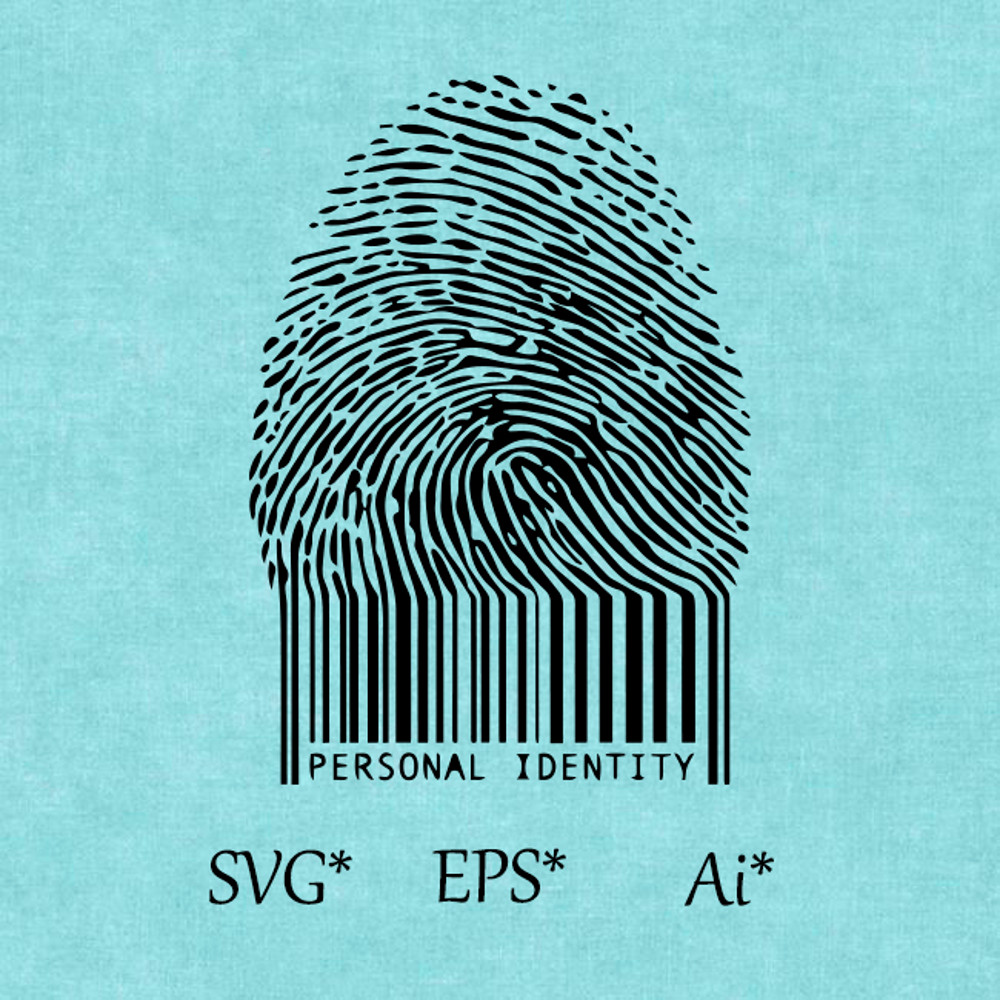 Fingerprint With Your Name SVG Barcode Personal Identity Digital SVG EPS AI