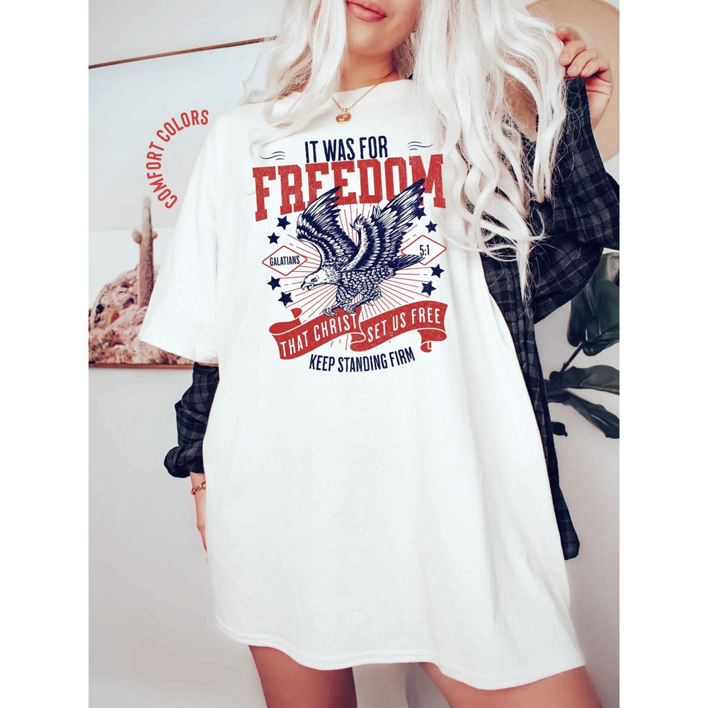 Christian 4th of July Shirt, Christian T-Shirts, Freedom Tee 4th July Shirt Men, July 4th Shirt Women, Bible Verse Shirt, Eagle Shirt Women - 1.jpg