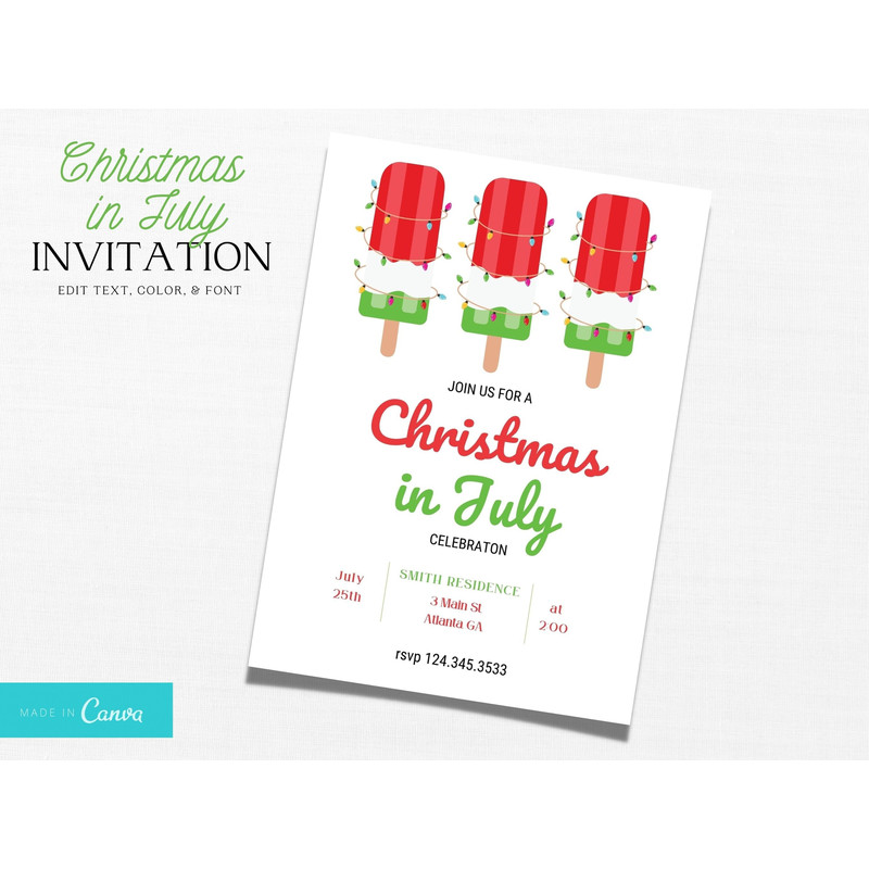 Christmas in July Invitation Christmas in July Summer Christmas Summer Santa Xmas July Christmas Pool Party Beach Santa - 1.jpg