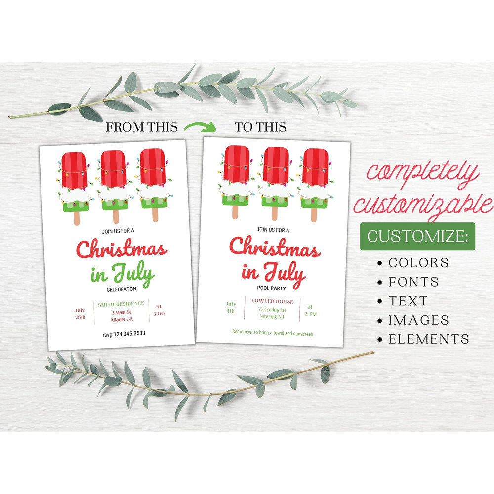 Christmas in July Invitation Christmas in July Summer Christmas Summer Santa Xmas July Christmas Pool Party Beach Santa - 3.jpg