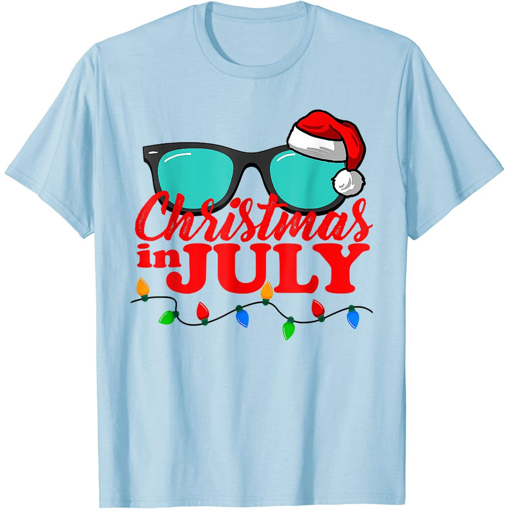 Christmas In July Santa Hat Sunglasses Summer Celebration T-Shirt - 41699 - 2.jpg