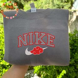 nike x akatsuki embroidered sweatshirt, naruto anime embroidered sweatshirt, custom anime embroidered crewneck, best ani
