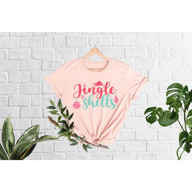 Christmas In July Shirt, Jingle Shells T-Shirt,Tropical Christmas, Christmas At The Beach, Xmas In Summer, Funny Summer Shirt, Beach Vibes - 1.jpg