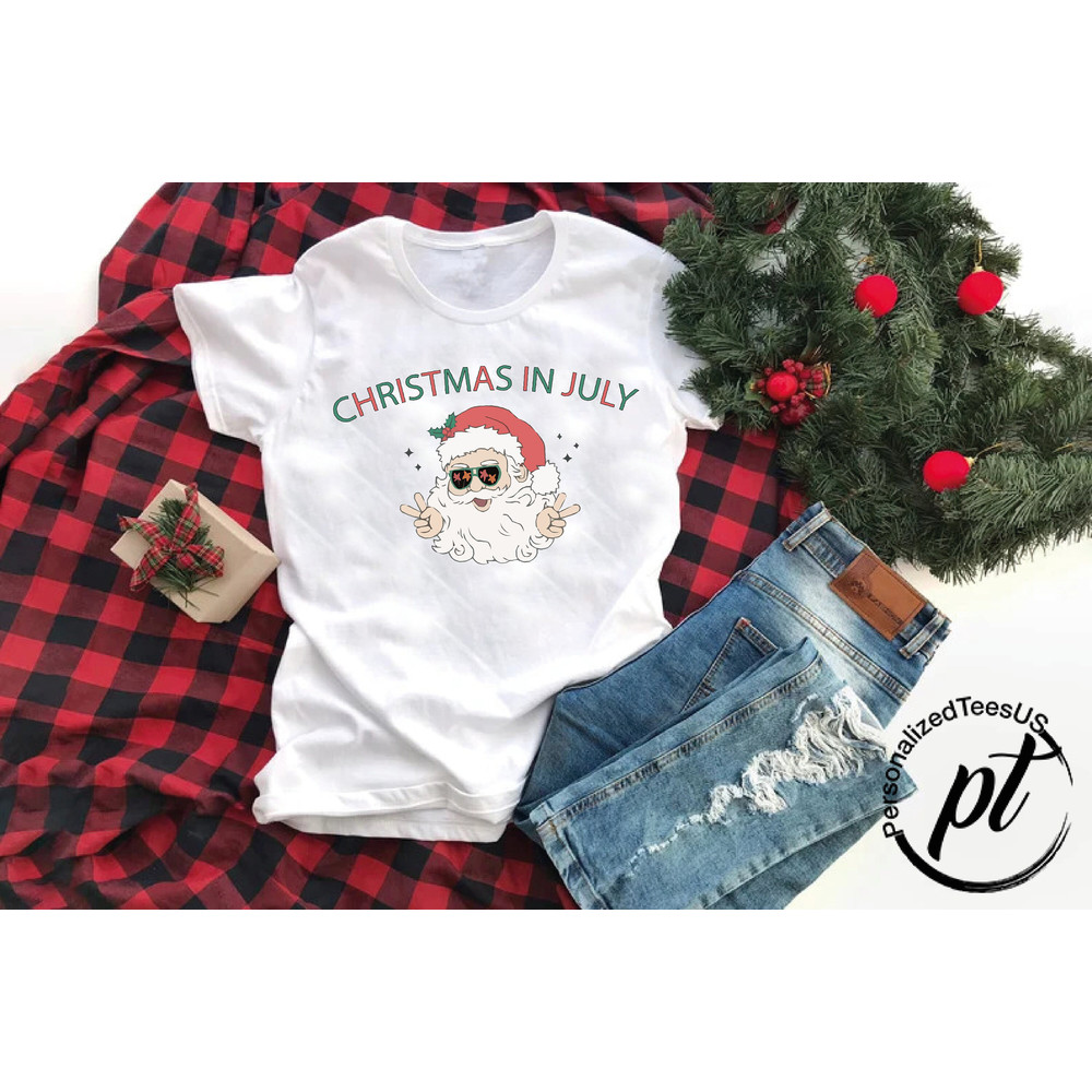 Christmas in July Shirt,Santa with Sunglasses,Christmas Santa Shirt, Christmas Party Tee,Xmas in July Shirt,Christmas Lover Shirt,Santa Tee - 4.jpg