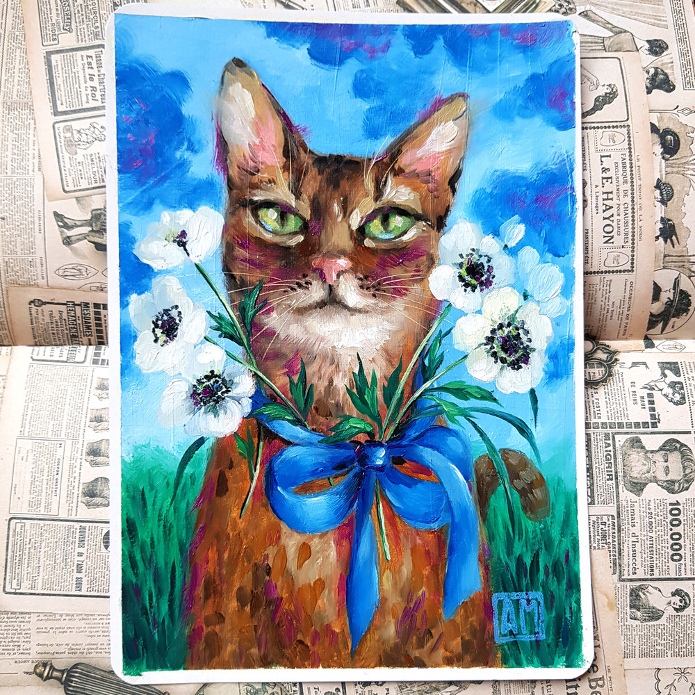 01 Small oil painting -Summer bouquet! 5.3 -7.2 in (13.5 - 19 cm)..jpg