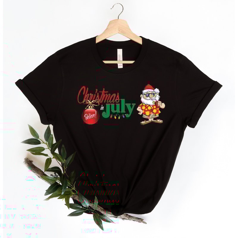 Christmas in July Tee, Santa At The Beach, Xmas In Summer Tee, Holiday Santa Claus Tee, Family Summer Vacation Tee, Tropical Christmas Tee - 2.jpg
