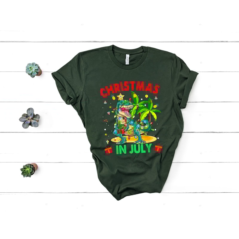 Christmas in July Tee, Holiday Santa Claus Tee, Family Summer Vacation Tee, Santa At The Beach, Xmas In Summer Tee, Tropical Christmas Tee - 3.jpg
