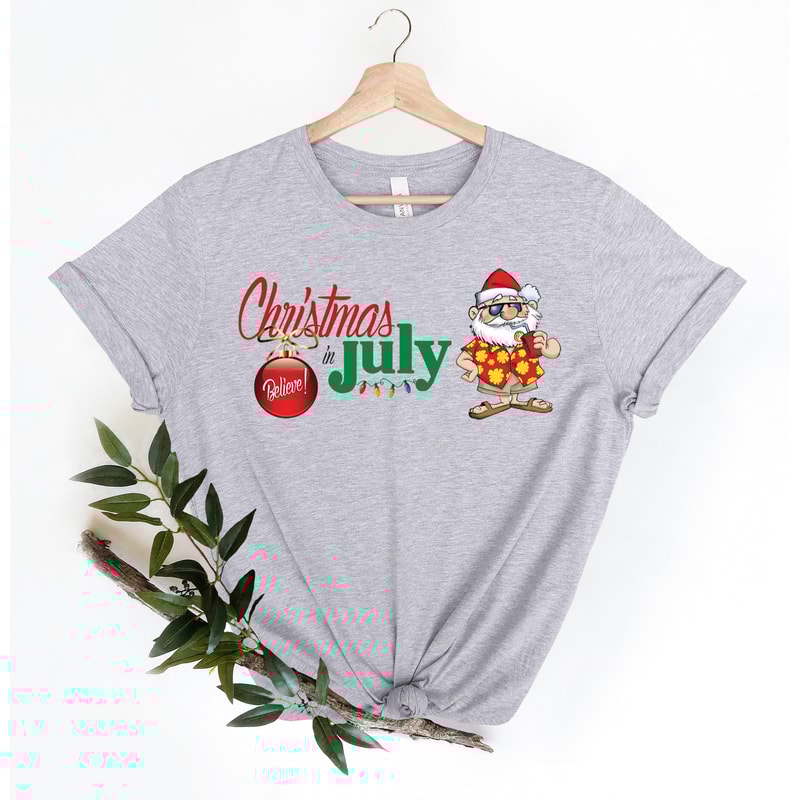 Christmas in July Tee, Santa At The Beach, Xmas In Summer Tee, Holiday Santa Claus Tee, Family Summer Vacation Tee, Tropical Christmas Tee - 3.jpg