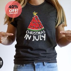 christmas in july watermelon christmas shirt tropical christmas summer santa shirt xmas in july tee christmas in summer