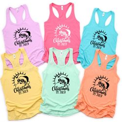 christmas in july women racerback tank, summer beach tank top, mid of year shirt, summer vacation shirt, summer santa sh