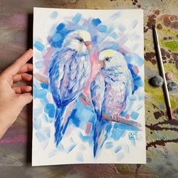 Original Oil Painting Parrots