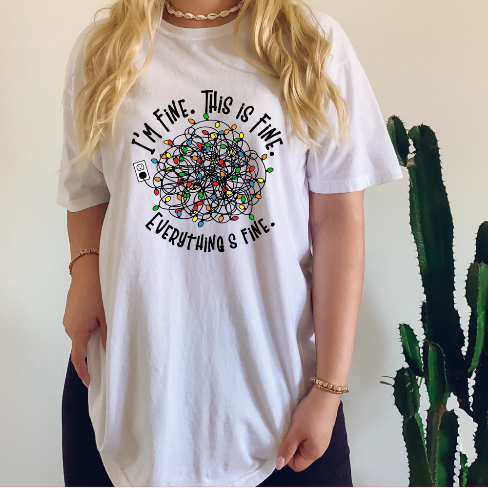 Christmas T Shirt, Comfort ColorsĀ® Everything Is Fine Christmas T-Shirt, Funny Christmas Lights Gift, Tangled Christmas Lights T-shirt, - 7.jpg